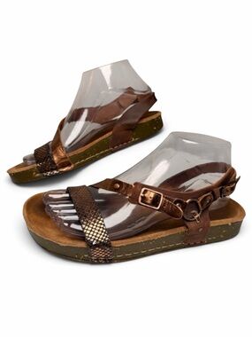 PLDM by Palladium Metallic Leather Platform Sandals Bronze Womens 7.5